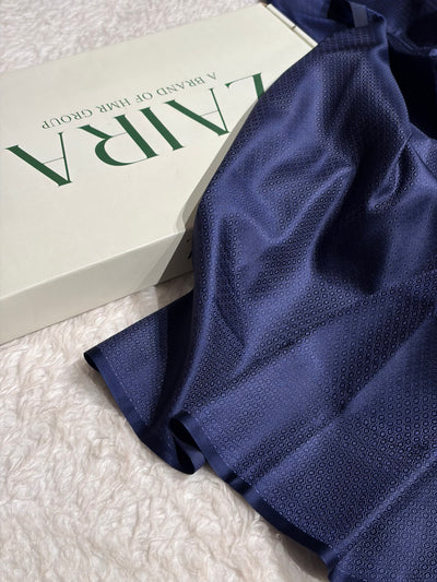 Navy Blue Jamawar Tanchoi With Minakari Jaal Katan Silk Saree SKTM-25