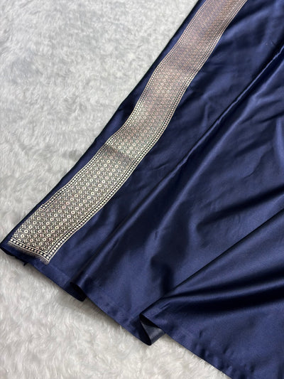 Peacock Shades Banarasi With Floral Minakari Pattern Mashru Silk Saree MSM-131