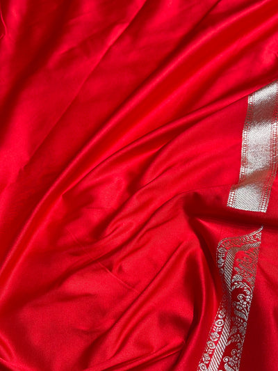 Skirt Border Bridal Red Mashru Silk Saree MCS13