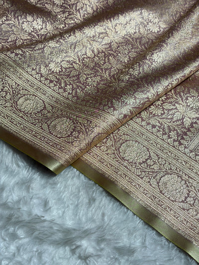 Mauve Gold Shades Brocket Satin Silk Saree Banarasi Saree Shades SS30