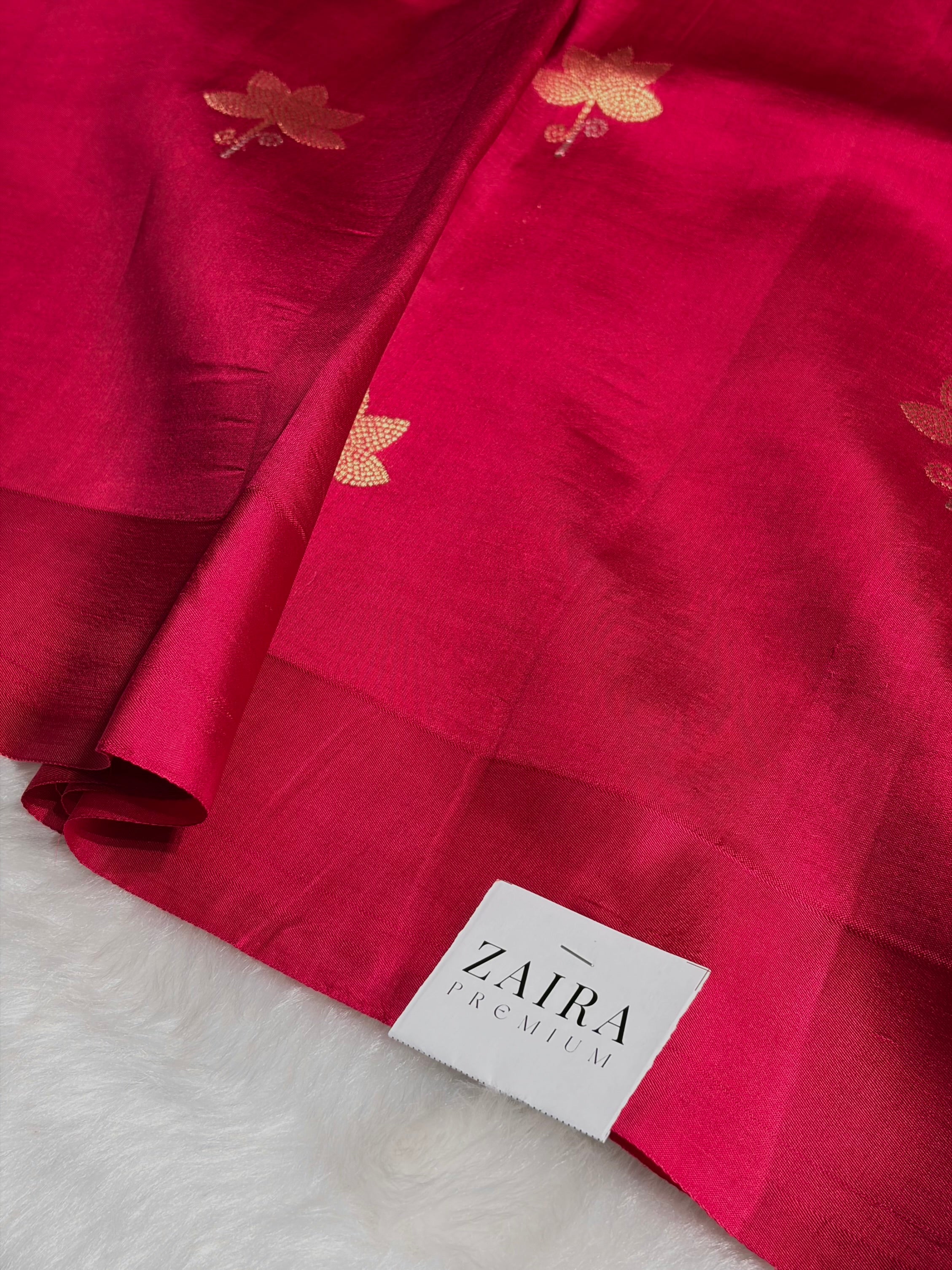 Dark Pink Boota Handwoven Raw Mango Silk RM-28