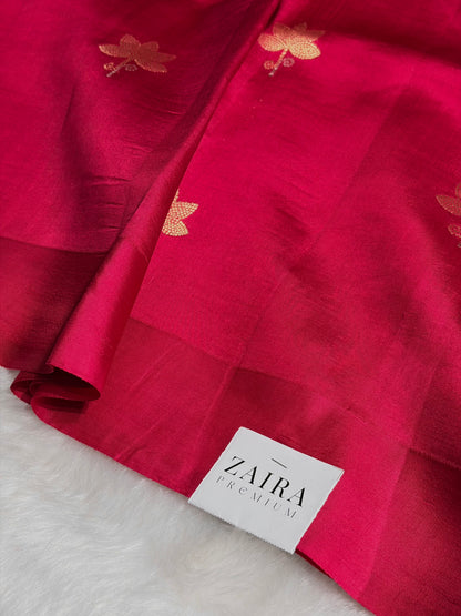 Dark Pink Boota Handwoven Raw Mango Silk RM-28