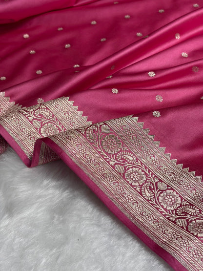 Baby Pink Booti Mashru Silk Saree MS26