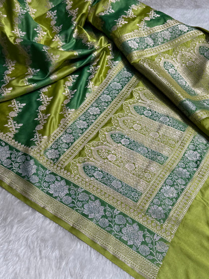 Green Shades Rangkart Cross Mashru Silk Saree