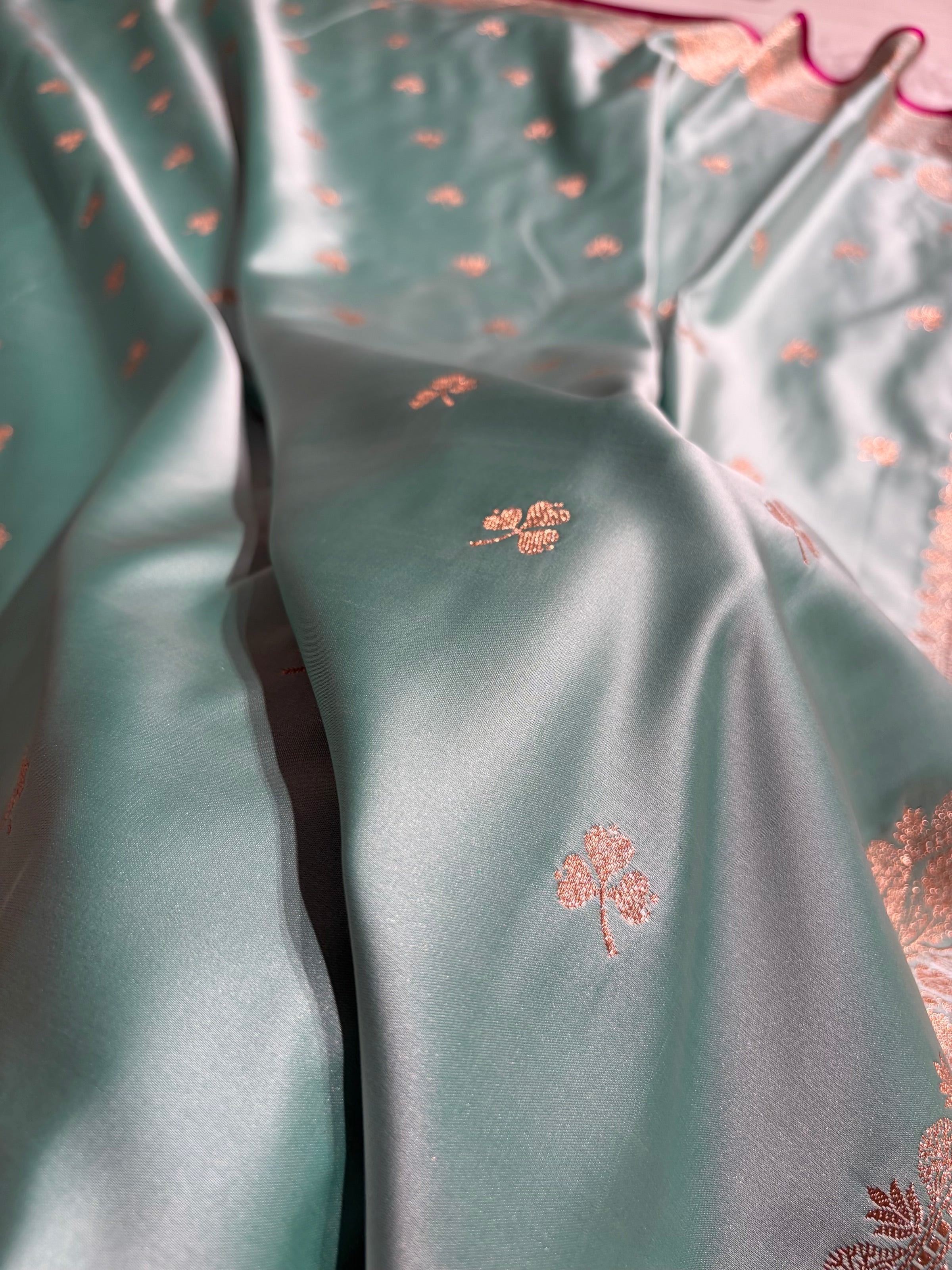 Sea Green Booti Katan Silk Saree SK09