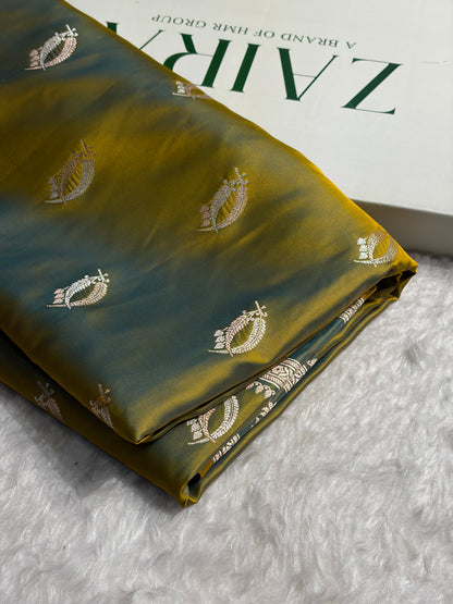 Liril Mehendi Shades Banarasi Boota Pattern Floral Mashru Silk Saree MSM-112