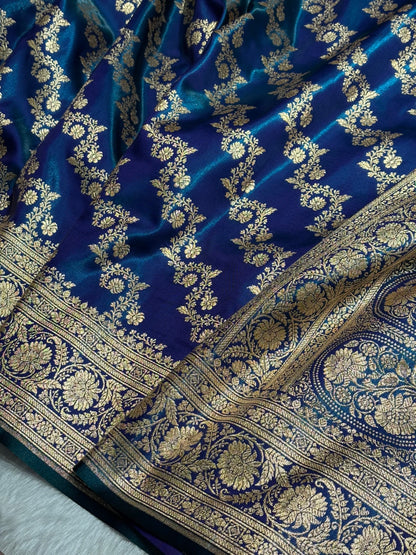 Peacock Shades Banarasi Satin Silk Saree SS32