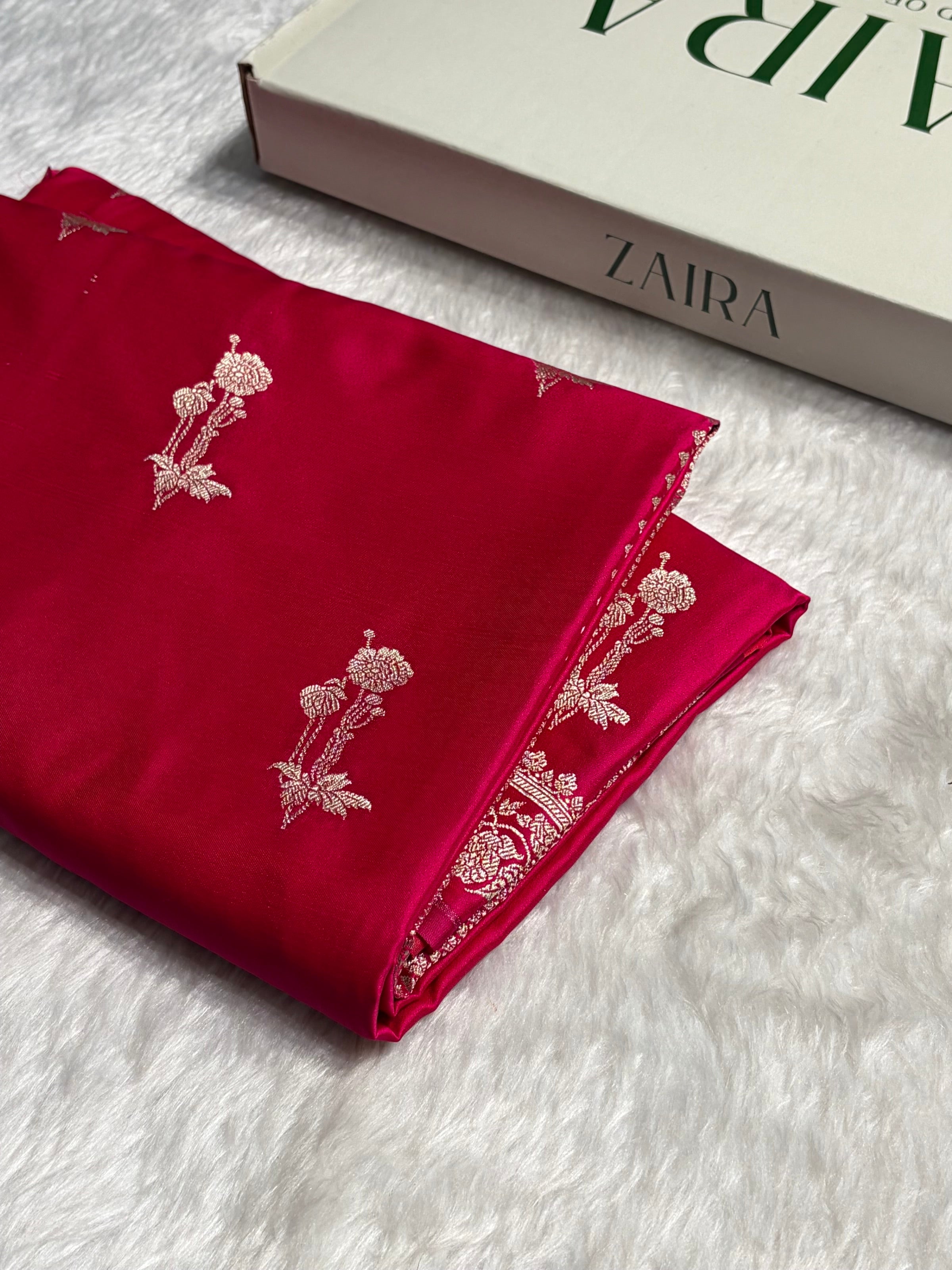 Cross Rani Boota With Floral Border Mashru Silk Saree MSM-92