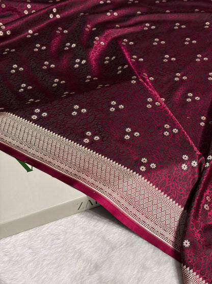 Garnet Shades Tanchoi Motif Mashru Silk Saree MST-12