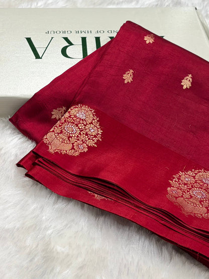 Maroon Shades Handwoven Pure Katan Paper Silk RM-70