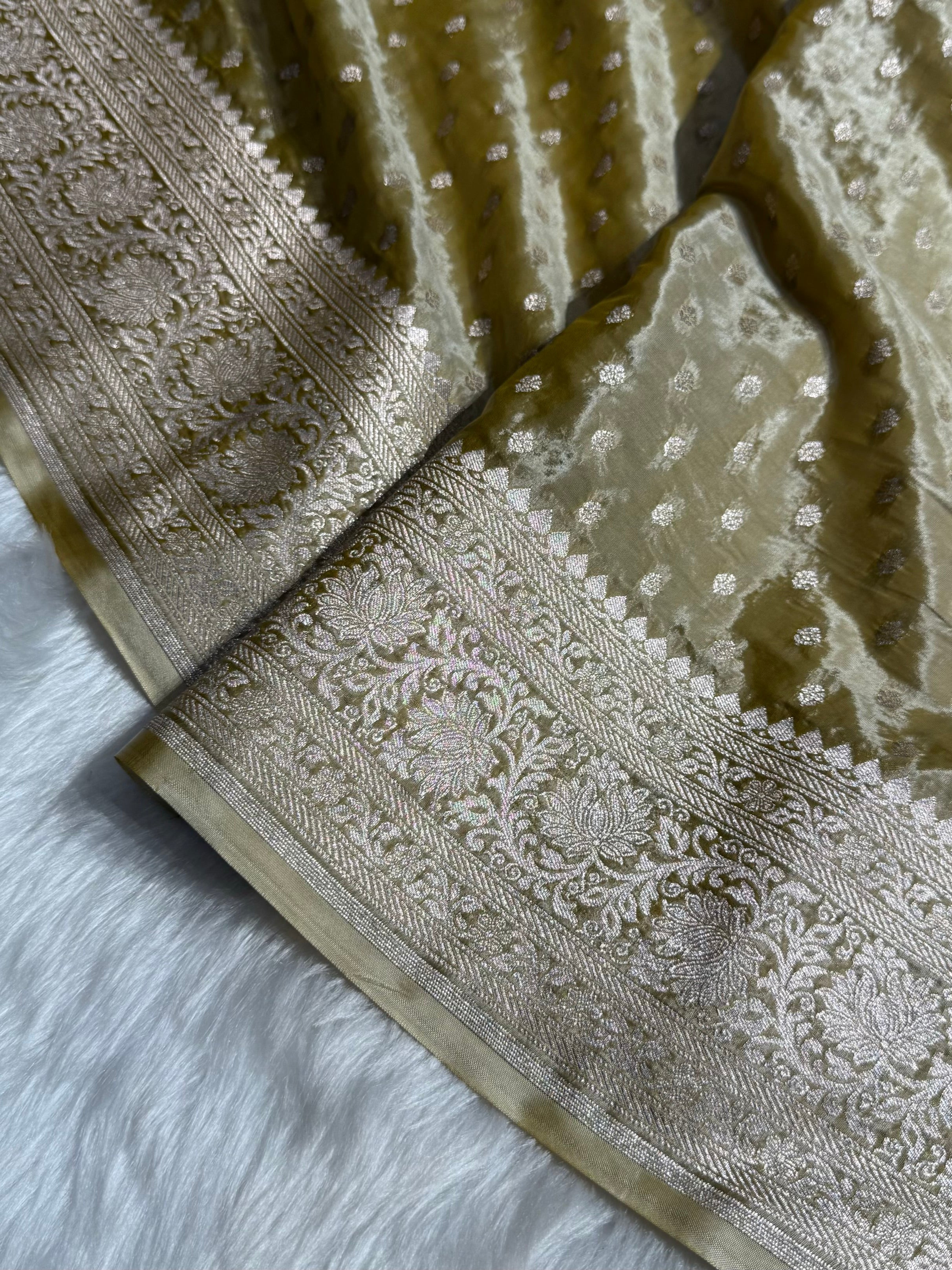 Golden Yellow Crepe Silky Katan Banarasi Saree CSK-02