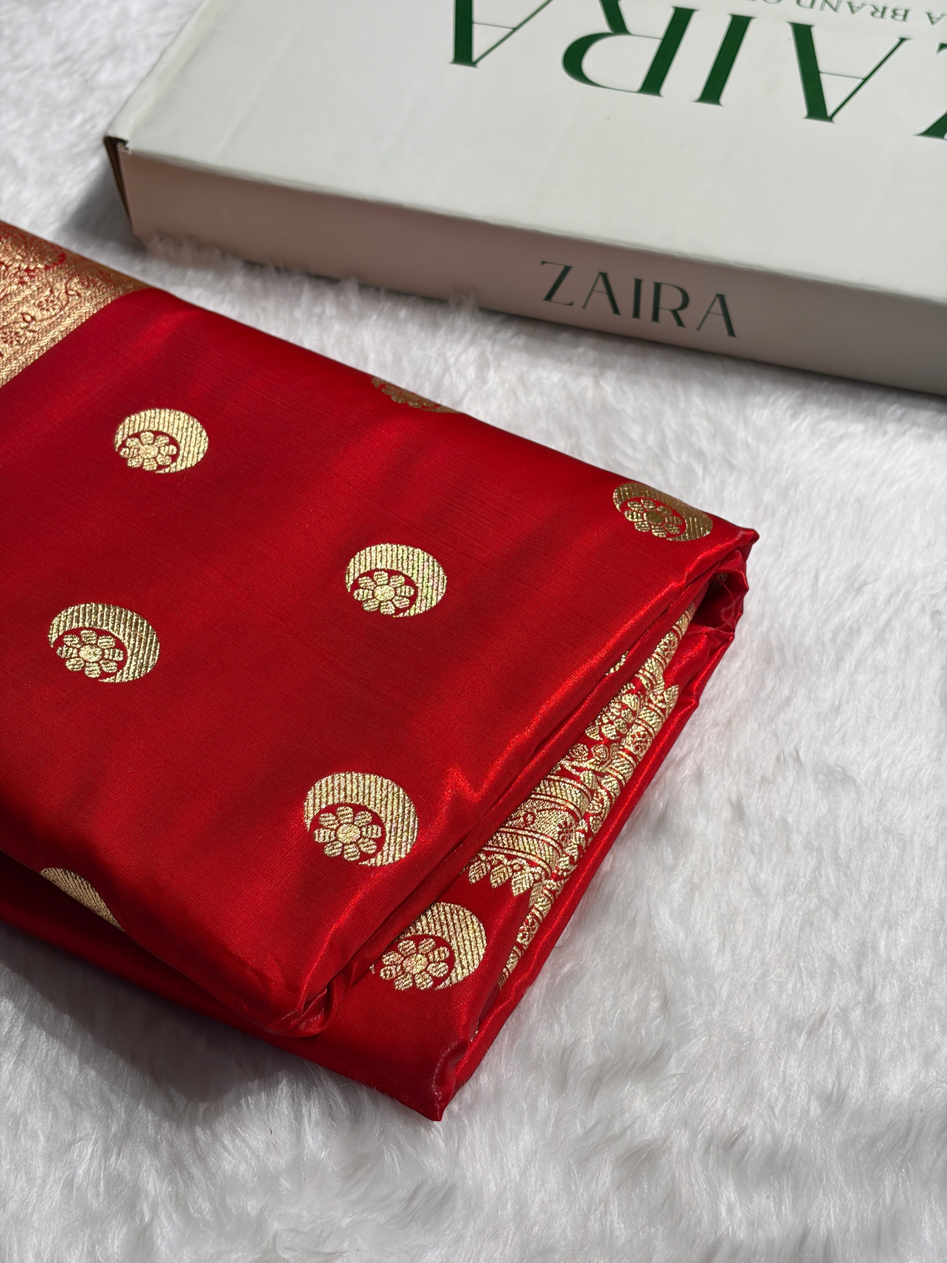 Red Chand Tara Satin Silk Saree SS04
