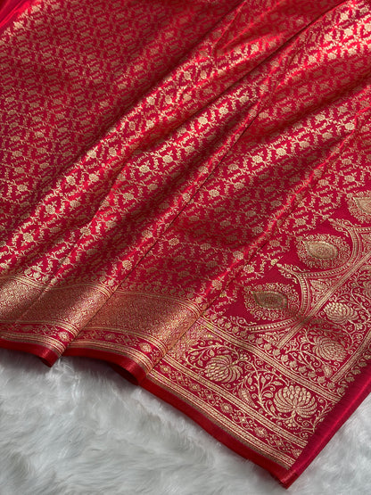 Satin Silk Saree Jaal in Corss Rani Shades SS23