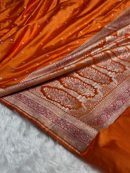 Orange Shades Booti Mashru Silk Saree MS26