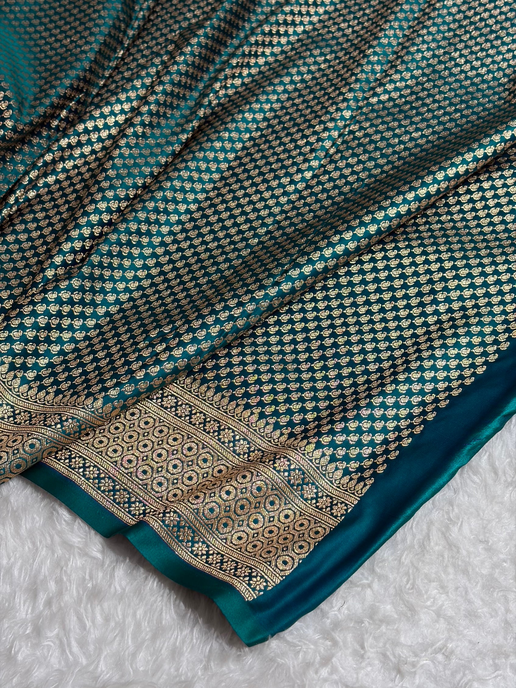 Cross Wine Floral Pattern Satin Katan Silk saree SK37