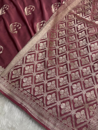 Mauve Unique Boota Motif Mashru Silk Saree MCS12