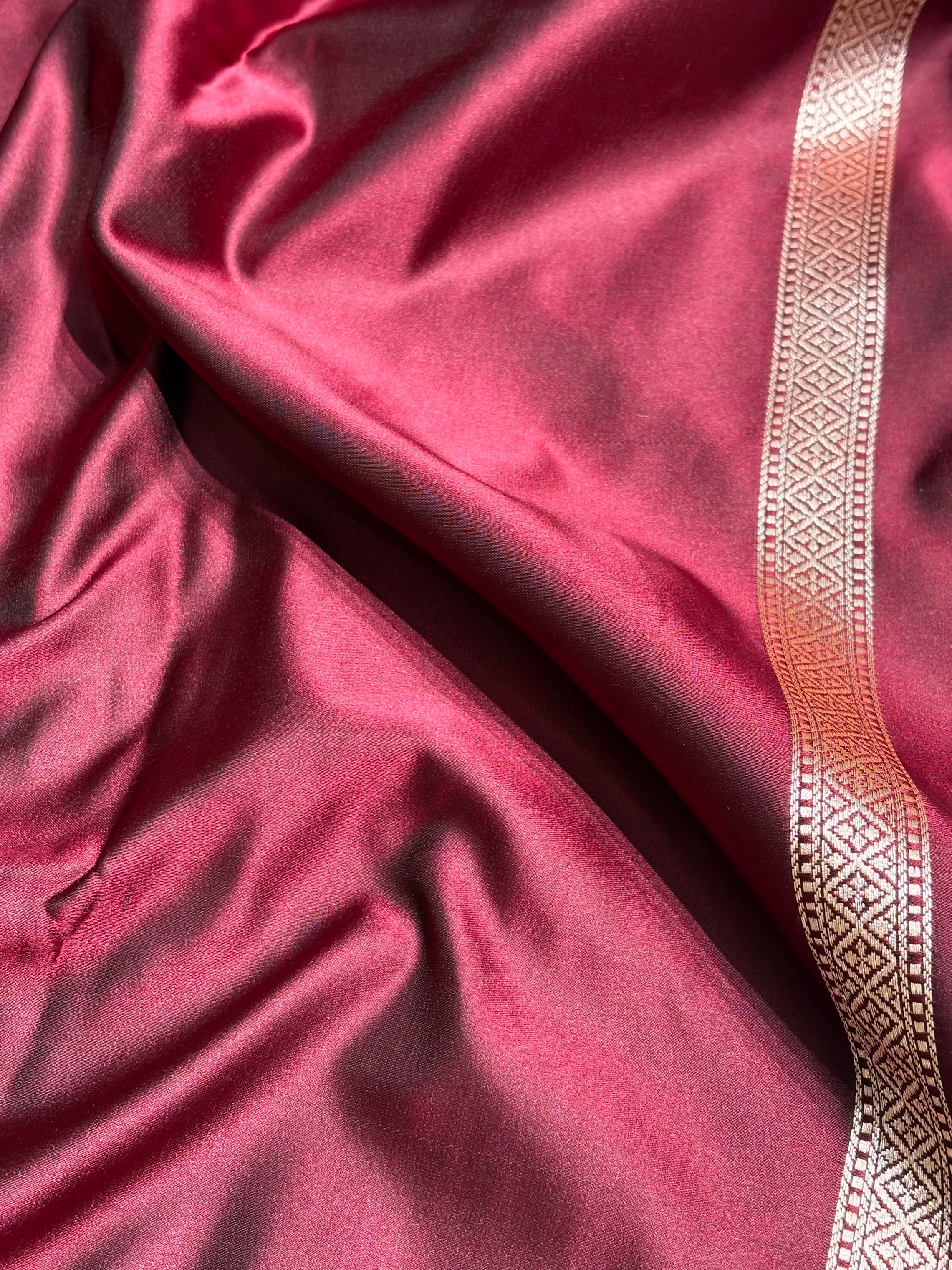 Garnet Shades Scallop Motif Booti Mashru Silk Saree MSM-56