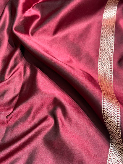 Garnet Shades Scallop Motif Booti Mashru Silk Saree MSM-56
