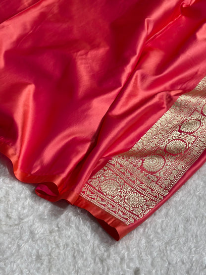Banarasi Satin Katan Saree With Minakari Jaal Pattern in Gajiri Shades SK126