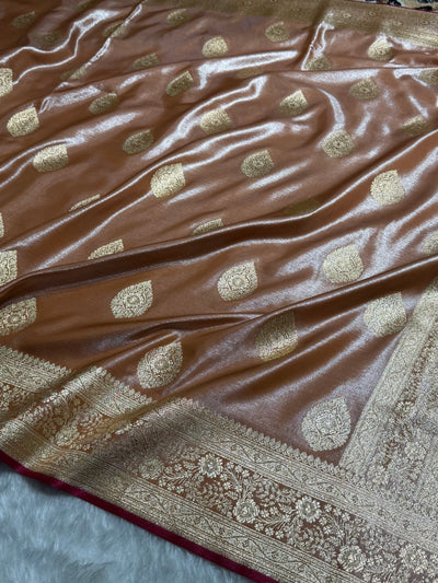 Ultra Light Weight Satin Silk Boota in Copper Shades SS05