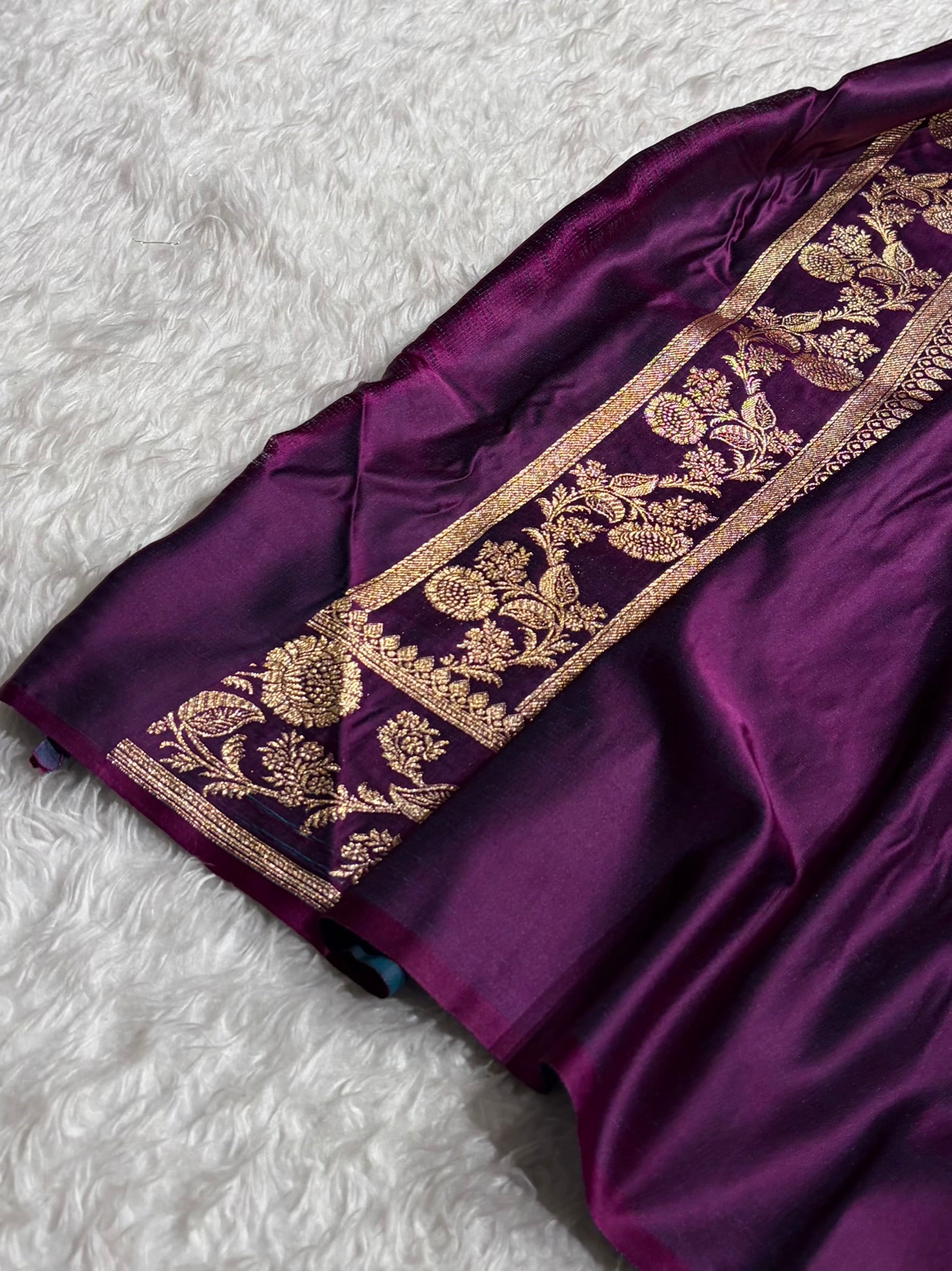 Banarasi Satin Katan Saree With Boota in Wine Shades SK107
