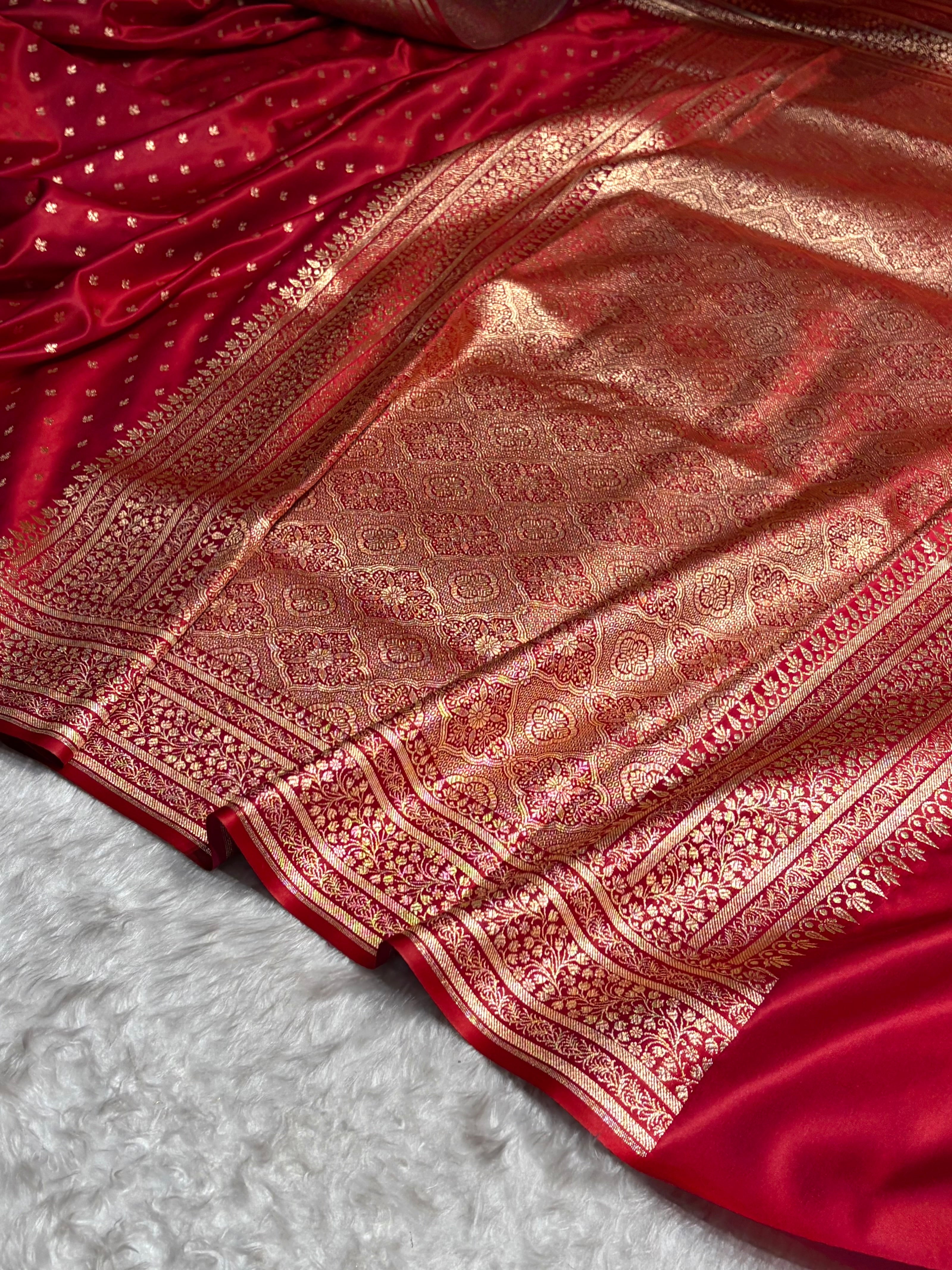 Banarasi Satin Katan Saree in Cross Red Shades SK88