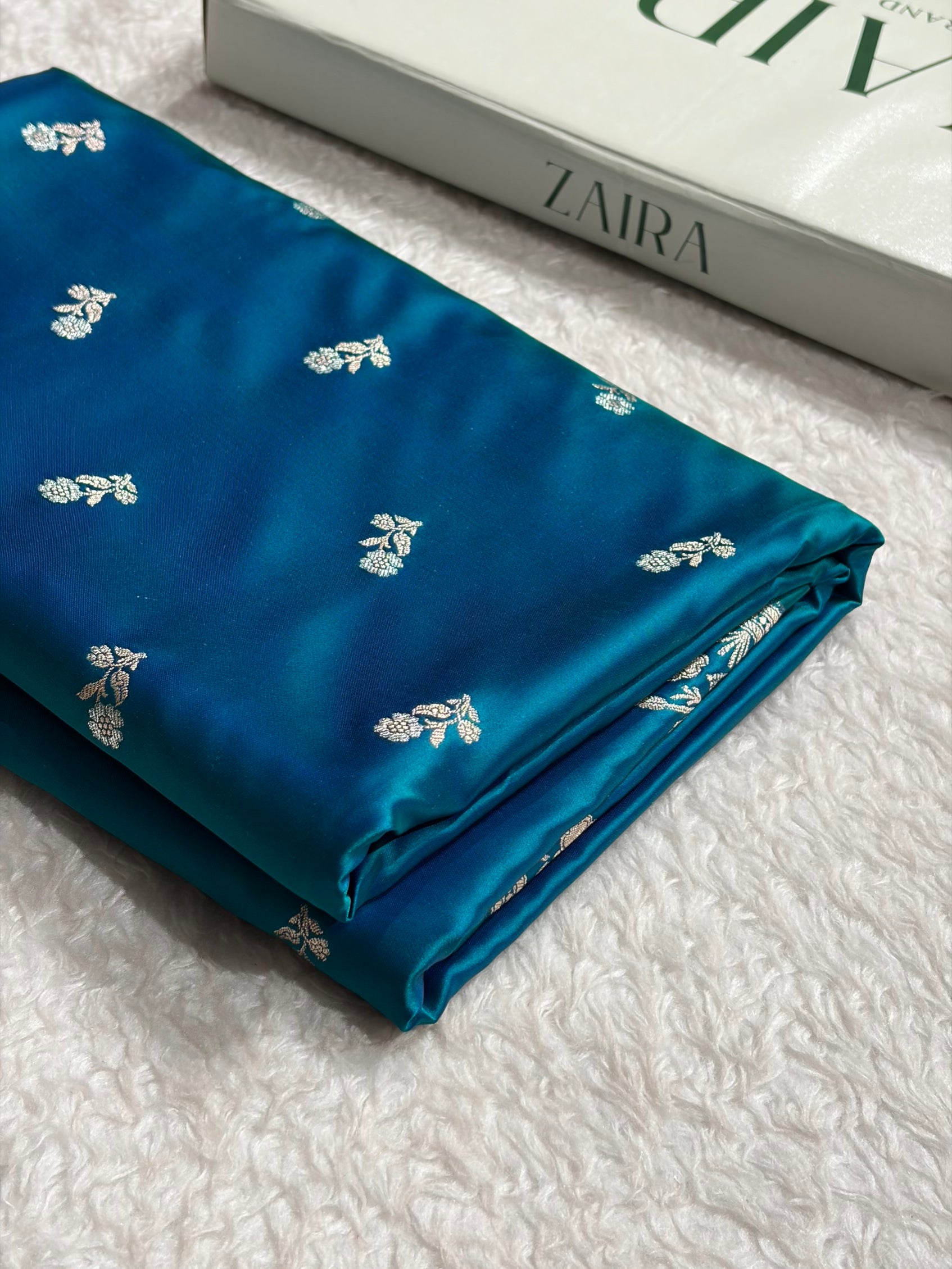 Peacock Boota With Floral Border Mashru Silk Saree MSM-86