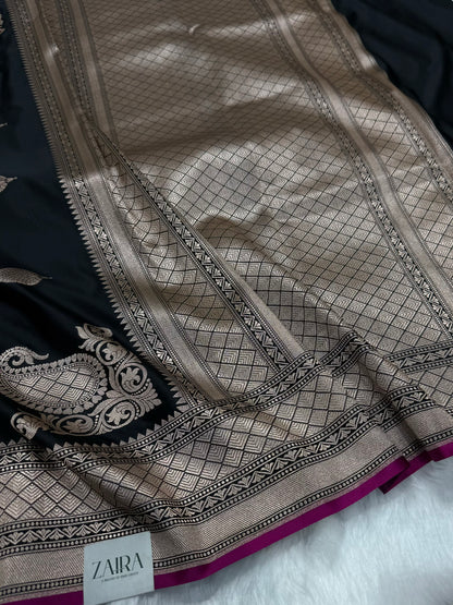 Black Mashru Silk Saree for Festive Seasons MSM 24