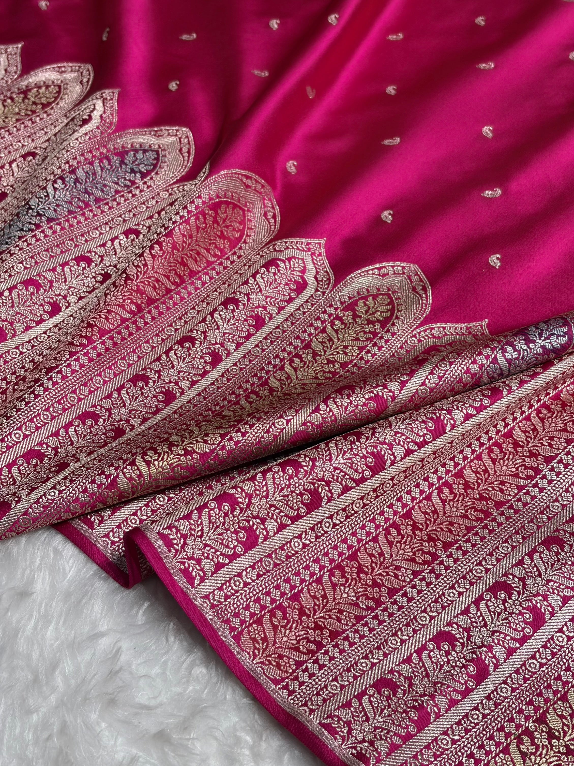 Skirt Border Rani Minakari Mashru Silk Saree MS13