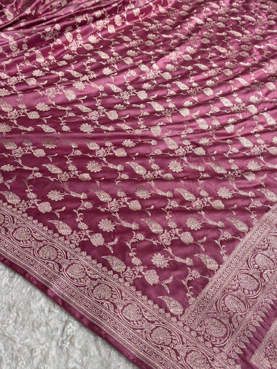 Mauve Pink Shades Jaal Mashru Silk Saree MCS42