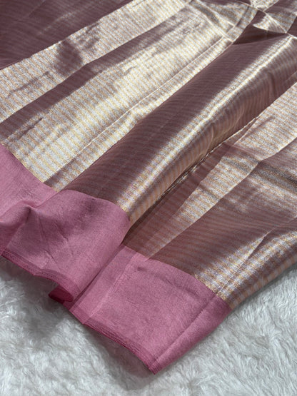 Banarasi Pure Organza Contrast Rust With Baby Shades Banarasi Silk Saree PO-42
