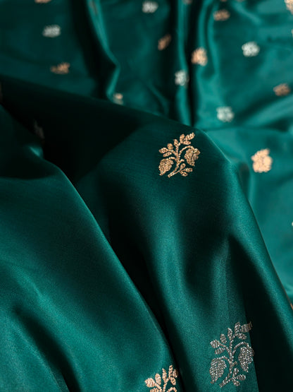 Rama Shades Banarasi With Floral Border Mashru Silk Saree MSM-126
