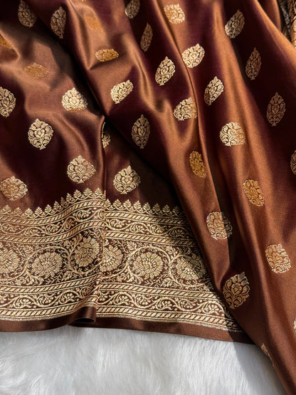 Boota Katan Silk Saree In Coffee Shades SK02