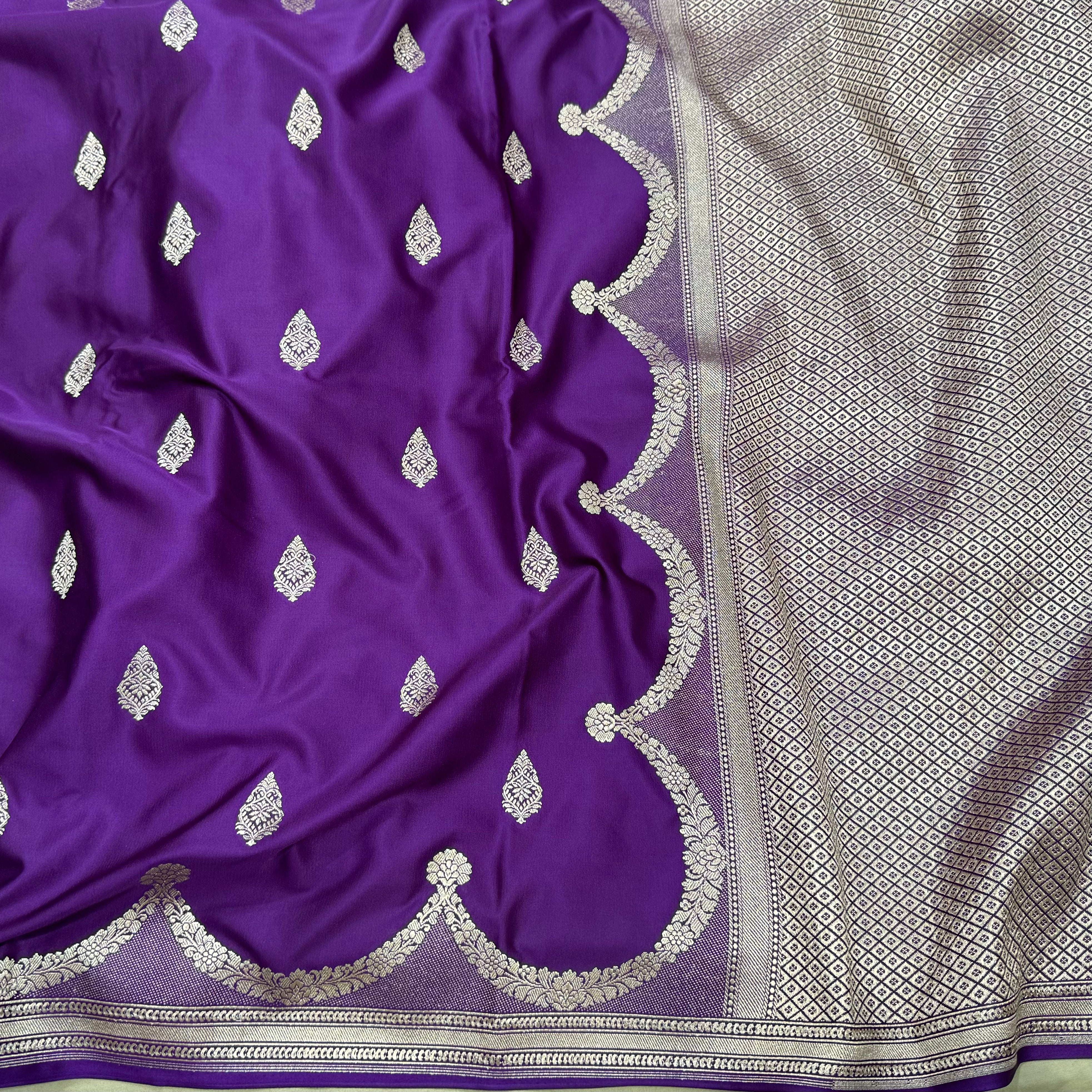 Purple Scallop Mashru Silk Saree