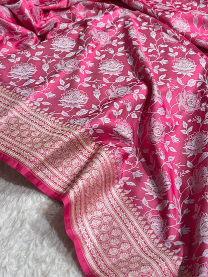 Banarasi Rani Floral Booti Mashru Silk Saree