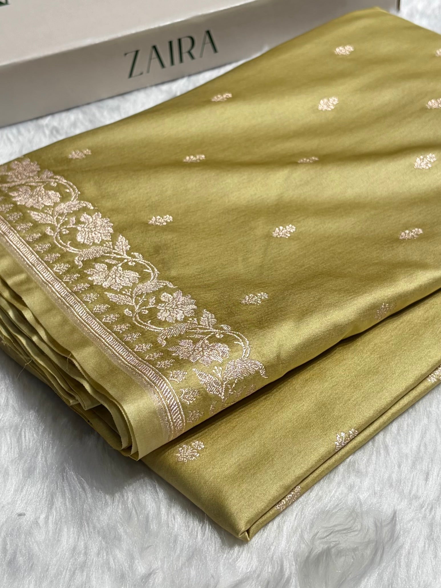 Banarasi Pastel Yellow Shades Floral Mashru Silk Saree MS88