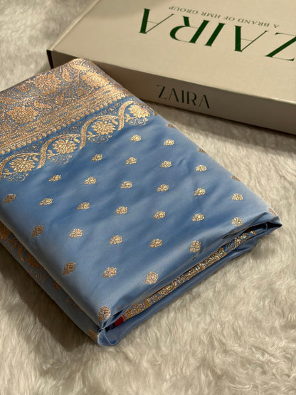 Katan Silk Saree In Nile Blue Shades SK08