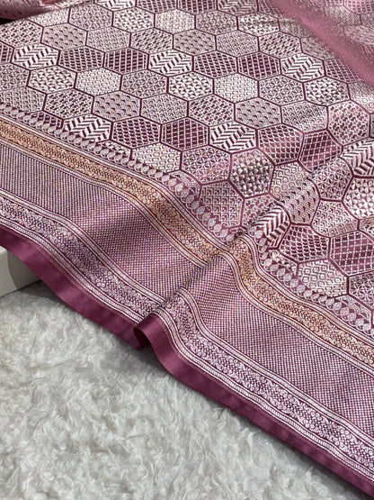 Mauve Shades Minakari Brocade Mashru Silk Saree MS85