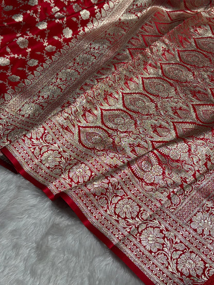 Red Jaal katan Silk Saree SK18