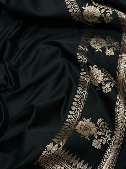 Black shades Booti Mashru Silk Banarasi Saree MSM 39