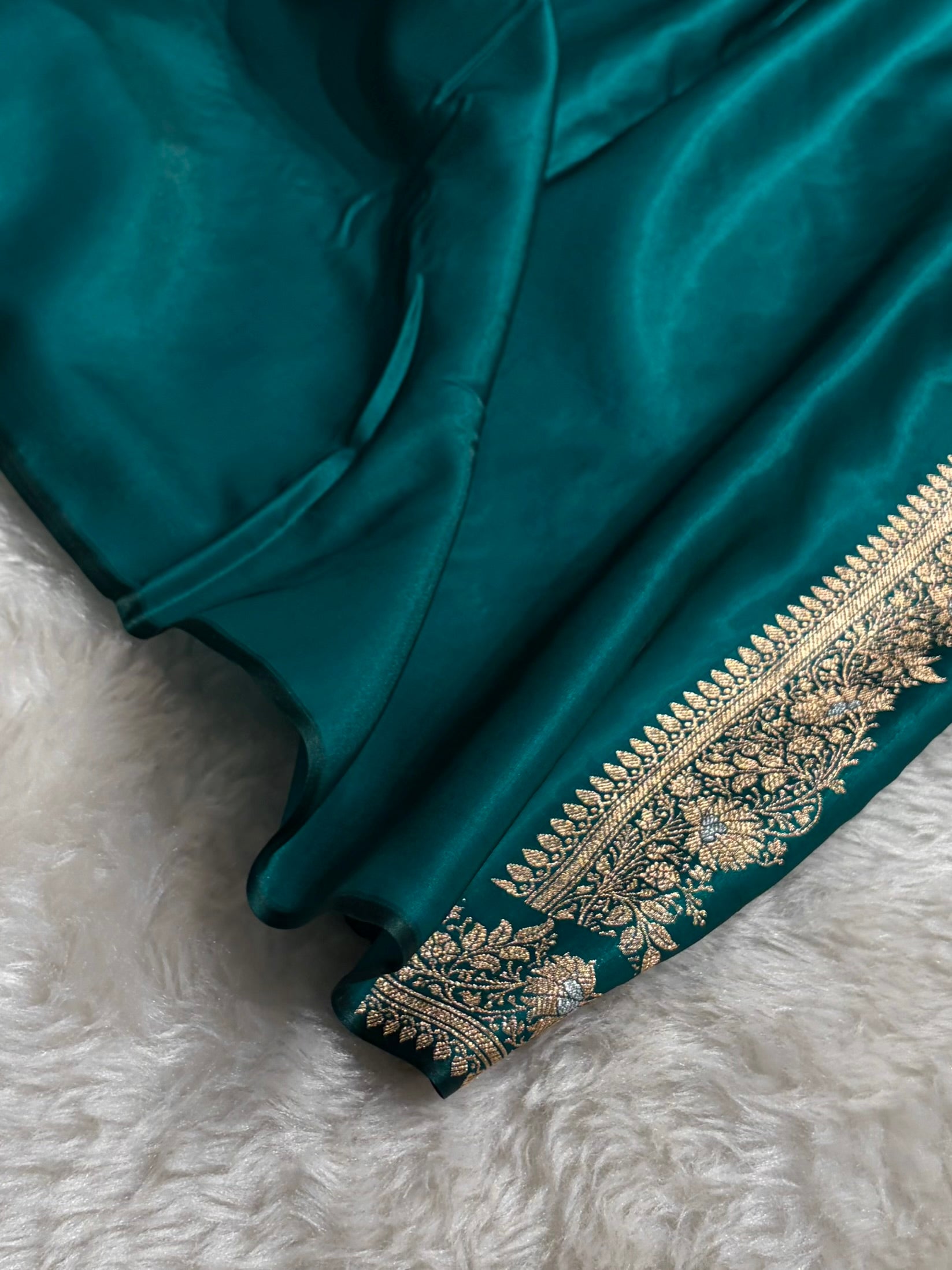 Banarasi Satin Silk Meena Boota in Rama Shades SS38