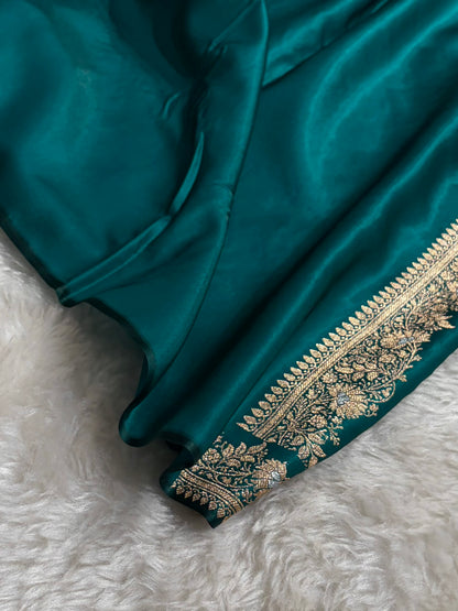 Banarasi Satin Silk Meena Boota in Rama Shades SS38