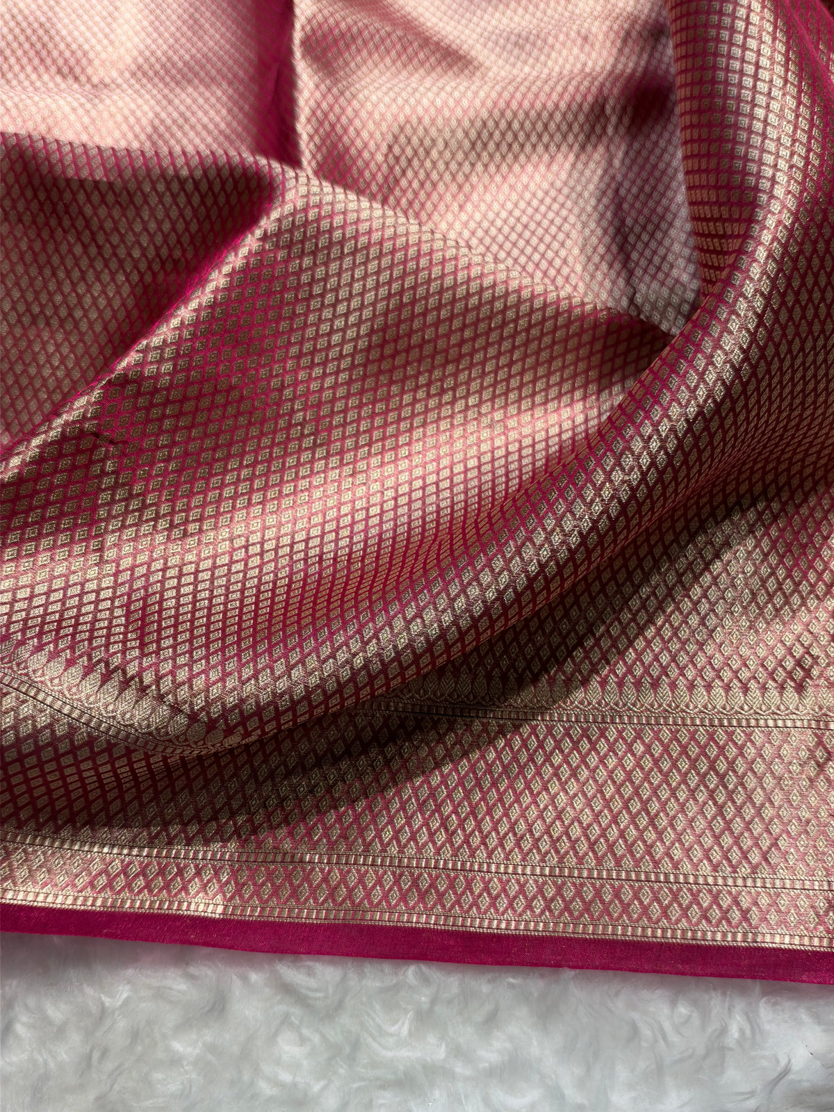 Banarasi Pink Shades Pure Tissue Silk Saree PT-61