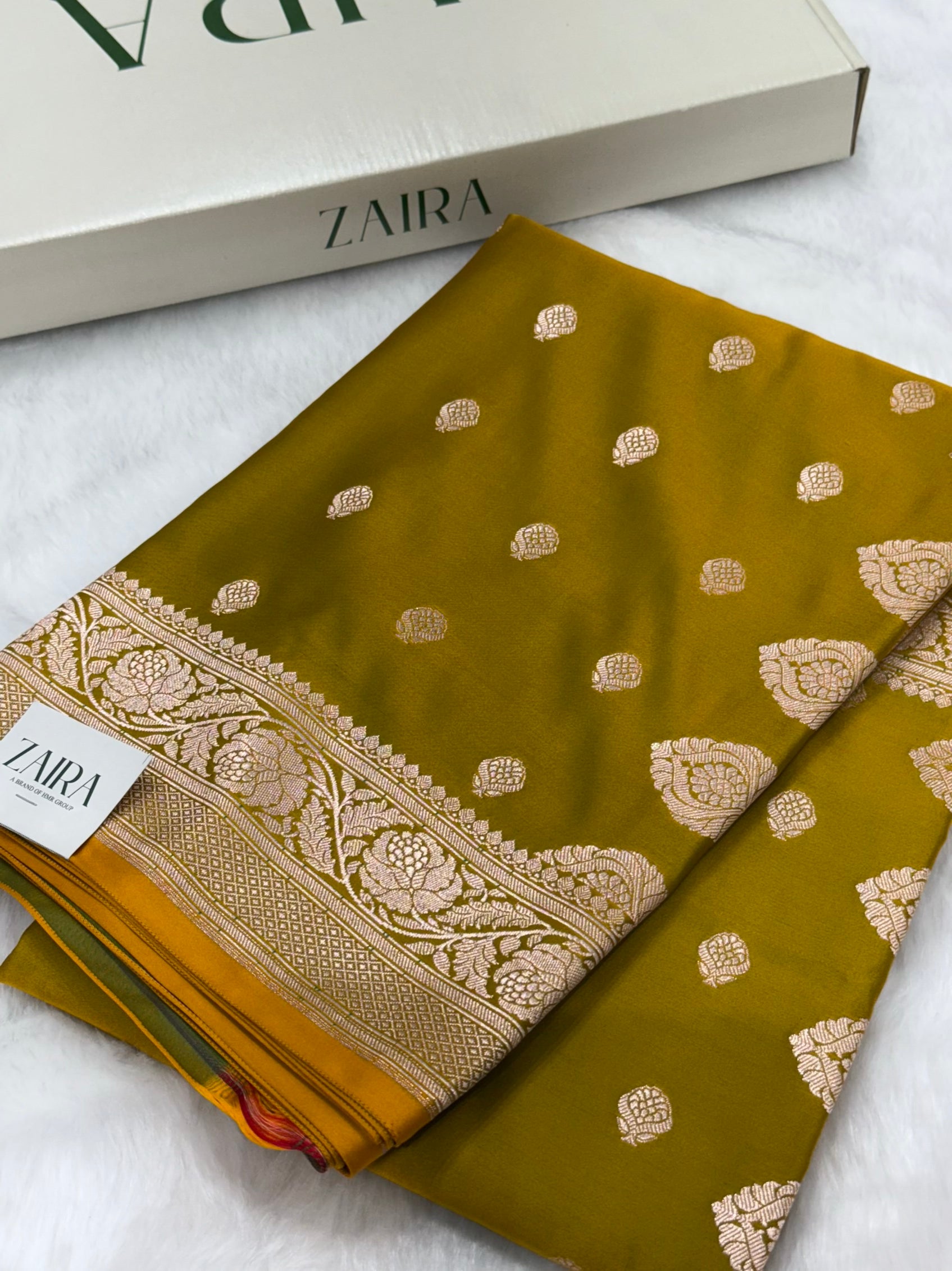 Mehendi Green Shades Floral Boota Mashru Silk Saree MSM-02