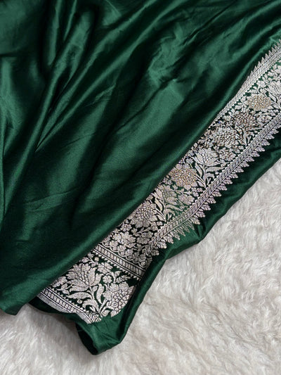 Beautiful Bottle Green Booti with Swarovski Work Mashru Silk Saree BMCS09