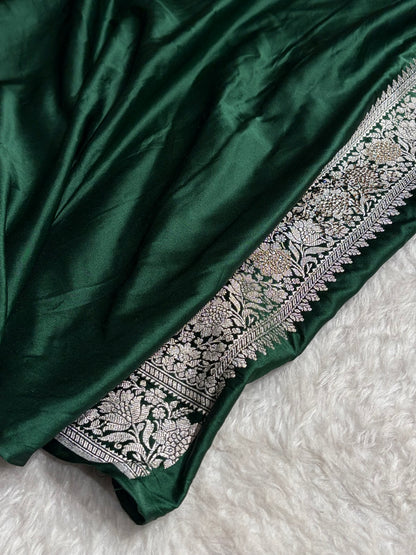 Beautiful Bottle Green Booti with Swarovski Work Mashru Silk Saree BMS09