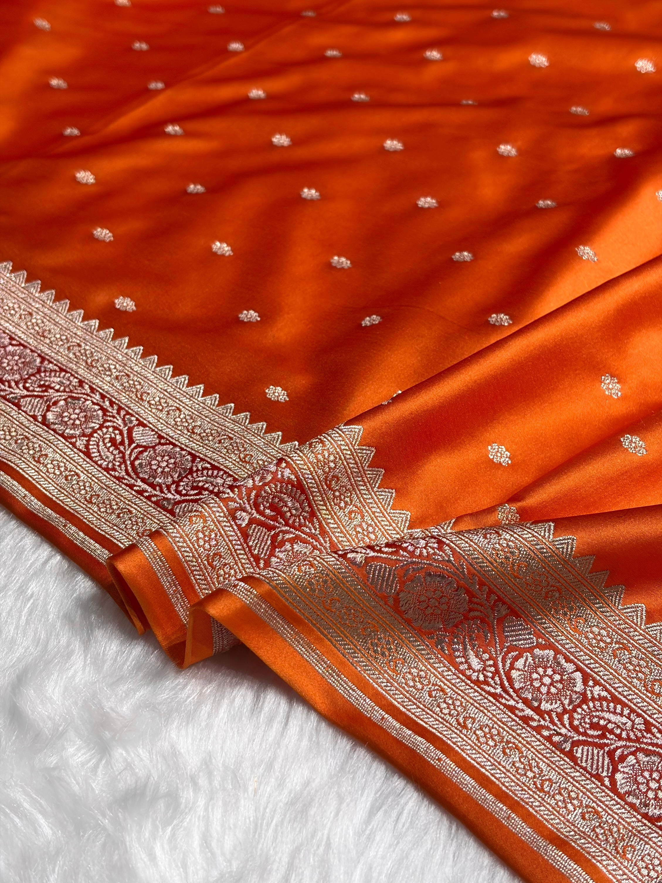 Orange Shades Booti Mashru Silk Saree MS26