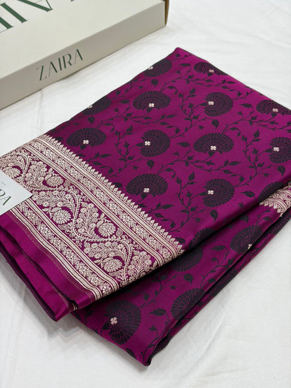 Wine Shade With Tanchoi Booti Pattern Mashru Silk Saree