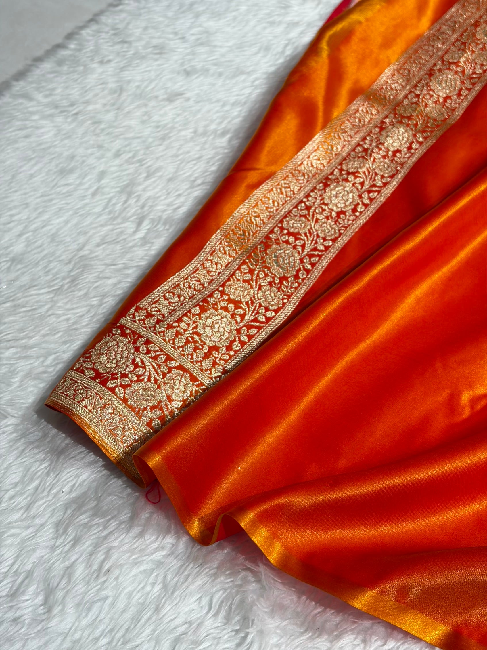 Banarasi Fire Gold Satin Silk Saree with Gota Patti SSGP15