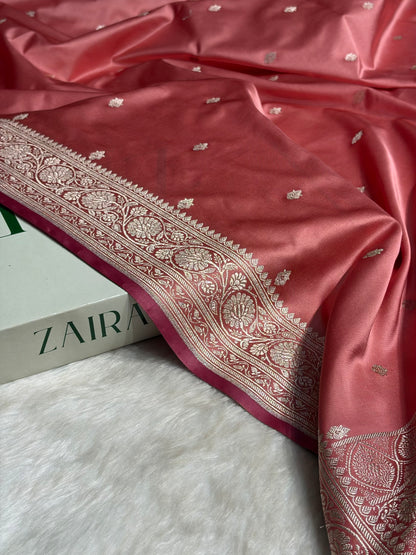Peach Shades Booti Mashru Silk Saree MS68